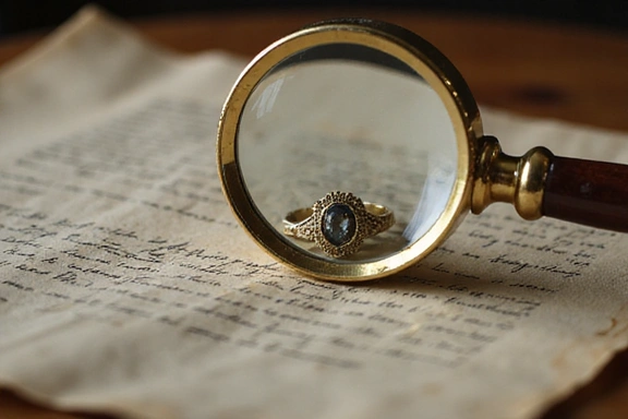 A close-up of a magnifying glass over an antique document, symbolizing meticulous authentication.