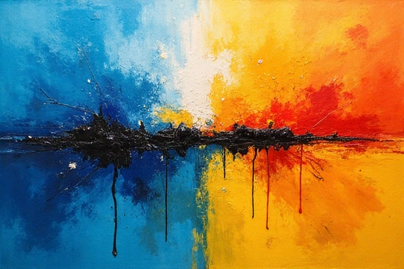 Abstract modern art painting with vibrant colors