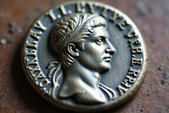 Ancient Roman coin with emperor's profile