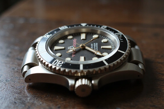 Vintage Rolex Submariner watch on a dark background