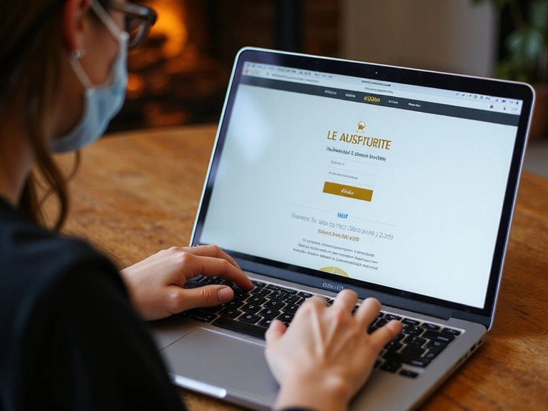Person registering online on a laptop