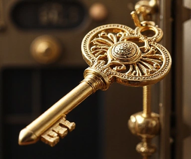 Elegant golden key symbolizing secure access and luxury